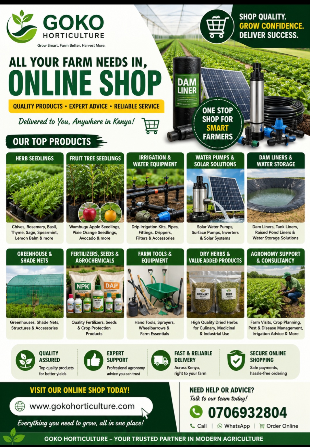 Buy Quality Herb Seedlings, Dam Liners, Wambugu Apple & Pixie Seedlings in Kenya | GOKO Horticulture